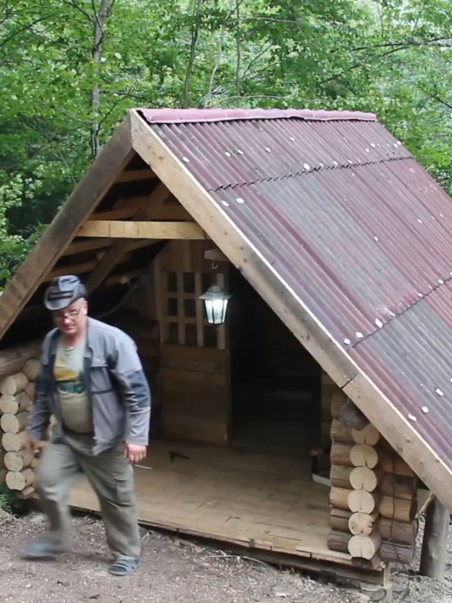 Build a wooden house in the forest with artificial electricity