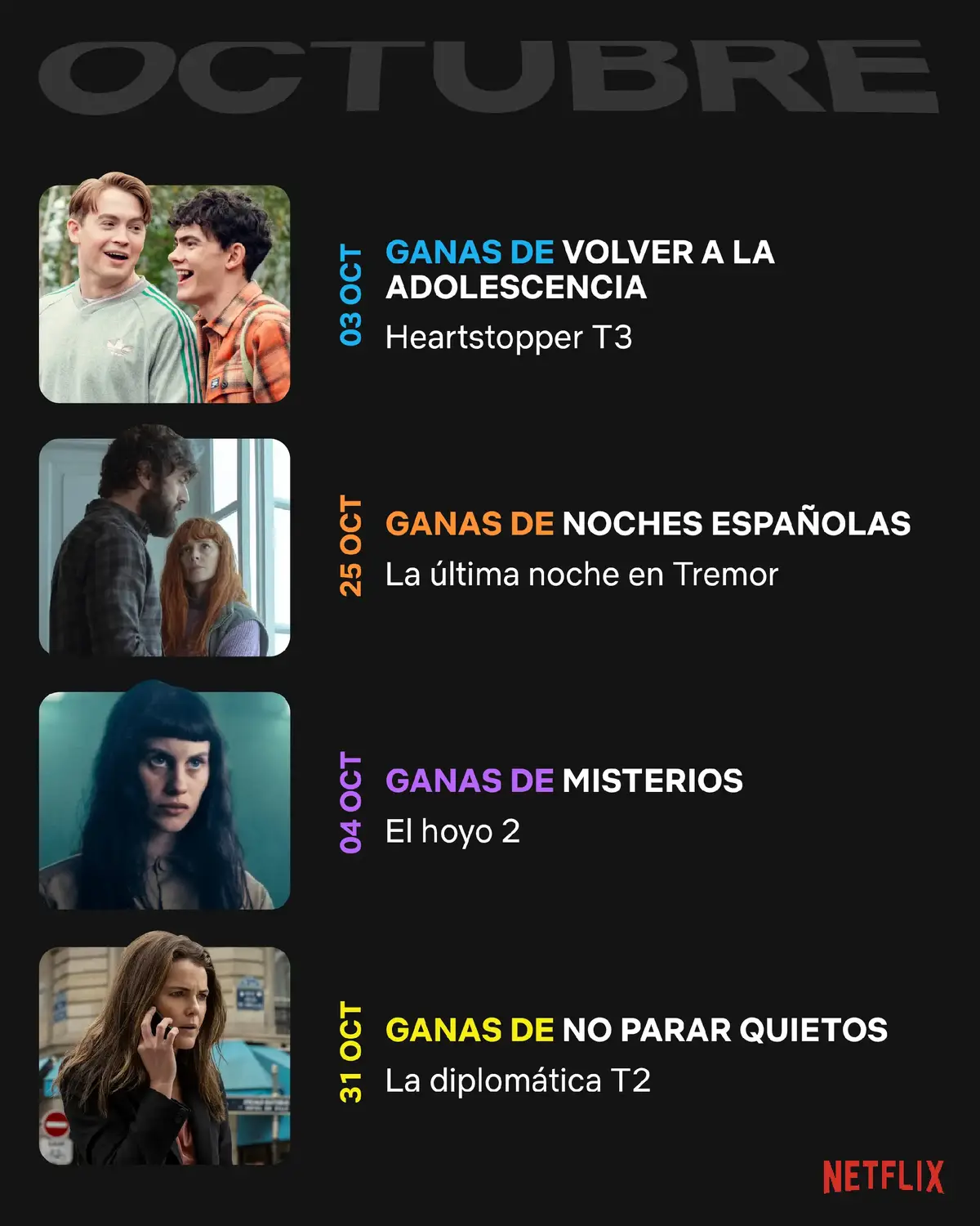 Preparadísimos para la vuelta de #Heartstopper , el último nivel de #ElHoyo2 y todos estos títulos que llegan en octubre.  #SeriesEnTikTok #QuéVer #CineEnTikTok 