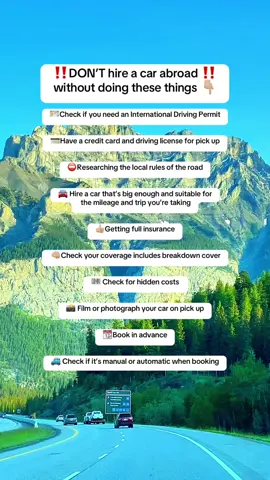 Follow for more!  If you’re hiring a car abroad, make sure you do these things!  🚙🌎🧡🚘🛣️🚐✈️ #travelsmarter #traveltiosandtricks #travelsmart #travelhacks #roadtrips #adventuretraveller  #carhire 