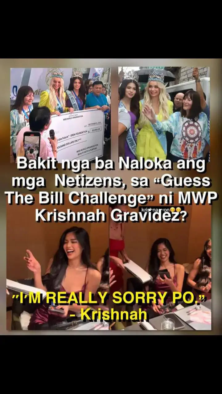 Krishnah, Jinombag ng Netizens sa Social Media! Ilang netizens at fans, OA nga ba?  Giit ng ibang fans, very insensitive daw ang ganung mga post tulad ng guess the bill challenge kung saan inihayag na mahigit P130,000 ang naging bill nila Krishnah at kanyang mga kaibigan. Sa panahon daw ngayon na marami ang naghihirap, hindi na daw dapat ipaglandakan pa sa social media ang kakayahan na magbayad ng daang libo para sa pagkain. Sabi din ng iba, dapat  ay intindihin ng beauty queen na ang Miss World nga daw mismo ay nagbibigay pa ng donasyon sa mga mahihirap sa Pilipinas, pero bakit daw siya ay ganun na lamang magpakita ng paggastos.  Kaya naman nilinaw ng Beauty Queen ang issue at naglabas ng official statement. Ang insidente, ayon sa dalaga, ay “misunderstanding” lamang. Ang mabait na beauty queen ay humingi ng pasensya at sorry sa issue. Basahin ang official statement ni Krishnah sa comment section. 🩵🩵🩵 Ikaw ano ang masasabi mo?  #MissWorld #MissWorldPhilippines2024 #Pageant #PageantConnexion #fypシ 