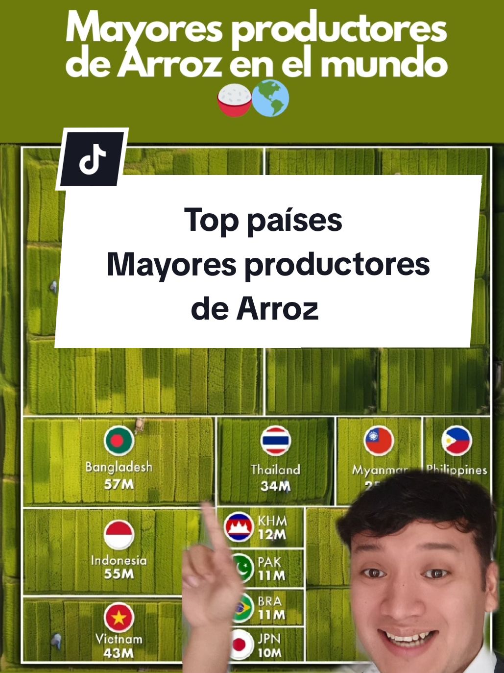 países que producen mayor cantidad de arroz a nivel mundial. #mapas #paises  #aprende  #datoscuriosos  #geografia  #arroz 