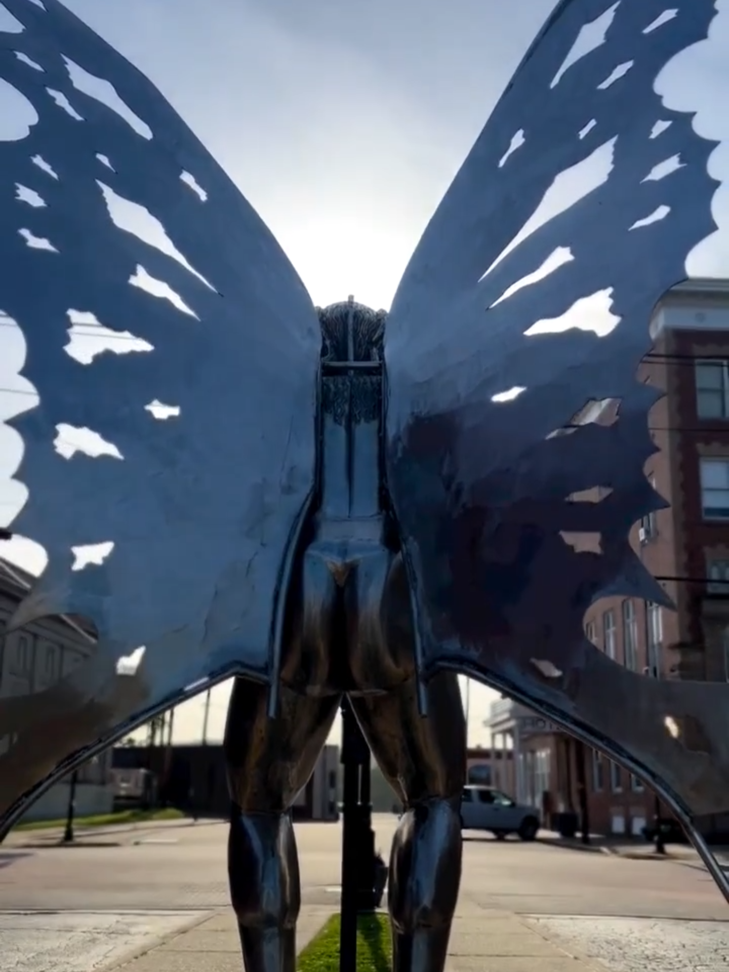 This Mothman statue in Point Pleasant, West Virginia is a manifestation of local urban legends.  #mothman #westvirginia #cryptid 🎥: @roadside.enthusiast