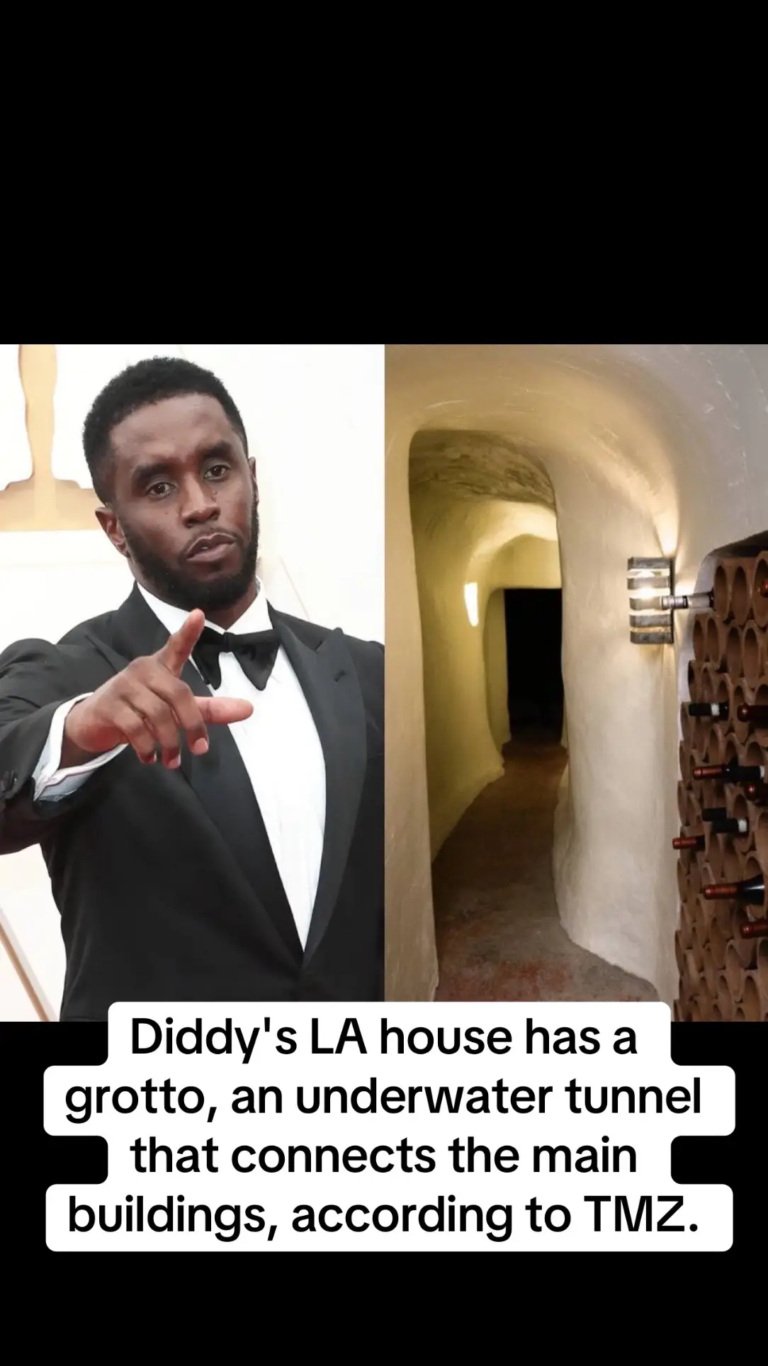 Diddy's LA house has a grotto, an underwater tunnel that connects the main buildings, according to TMZ.