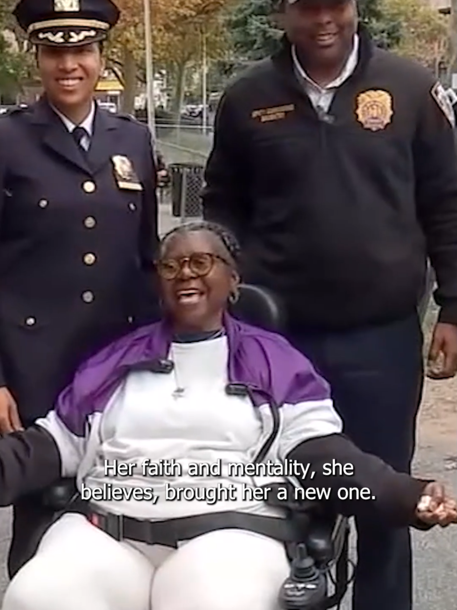 The NYPD surprised a woman with a brand new electric wheelchair after hers was stolen while she was inside of a store on her way home from church in Crown Heights, Brooklyn.