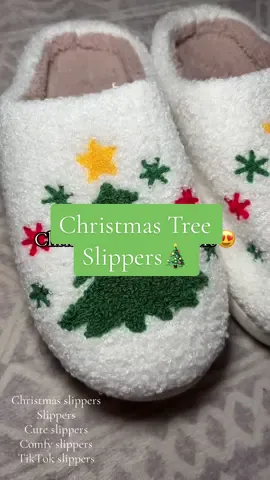 Love these comfy and cozy slippers!!😍 I see these kind of slippers all over tiktok for halloween and didn’t know they had christmas ones too!!🎄🎄 I’m a big christmas girl so these are so perfect!🥰 #christmas #slippers #comfy #cozy #soft #christmastree #tiktokshop 