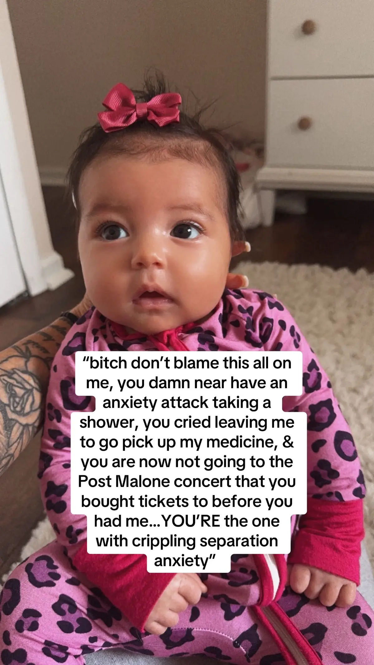 sorry not sorry, I’m not going #pleasedontgo #babytok #ftm #anxiety #postpartum #daughter #postmalone #fyp 