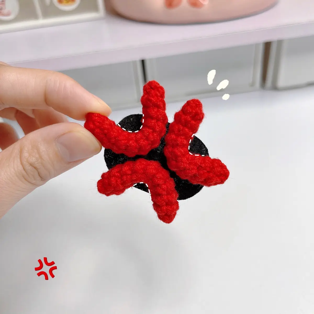 Angry Haiclip 💢 Simple & Cute 💗 #crochet #hairclip #crochetangryhairclip #angryhairclip #crochethairclip #angry #xuxucrochet 