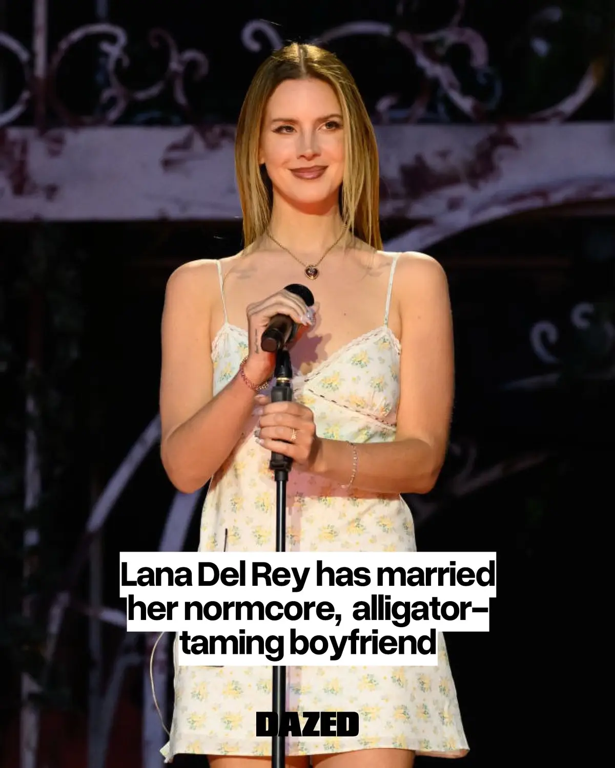 In an extremely on-brand move, Lana Del Rey has tied the knot with 56-year-old alligator tour guide Jeremy Dufrene in a ceremony in Louisiana.⁠ ⁠ The happy couple exchanging vows in Des Allemandes beside the same bayou where Dufrene runs swamp boat tours. 🐊⁠ ⁠ The wedding comes just months after the pair’s relationship went public: the artist posted a photo on Instagram referring to Dufrene as “my guy” back in May, and was spotted holding hands with Dufrene before her set at Leeds Festival in August. ⁠ #lanadelrey #jeremydunfrene 