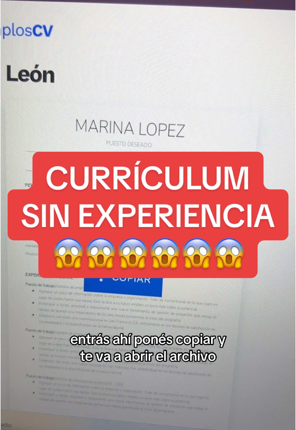 Respuesta a @Maru Gomez CURRICULUM SIN EXPERIENCIA? #cvprofesional #cvsinexperiencia #curriculumvitae #cv #cvtips #curriculum #ats 