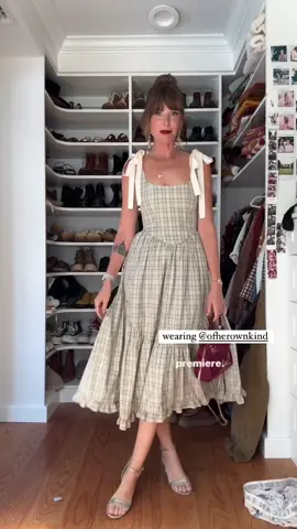 GRWM courtesy of the lovely @Steffy Degreff in the Mirabelle Dress in Sage Plaid. 🥀 . . . . #grwm #ofherownkind #coquetteaesthetic #corsetdress #fallstyle #fyp 