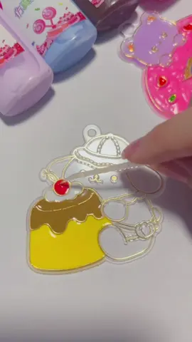 Pudding Pompompurin 🍮 softglue painting 🎨 #DIY #keychain #painting #art #softglue #asmr 