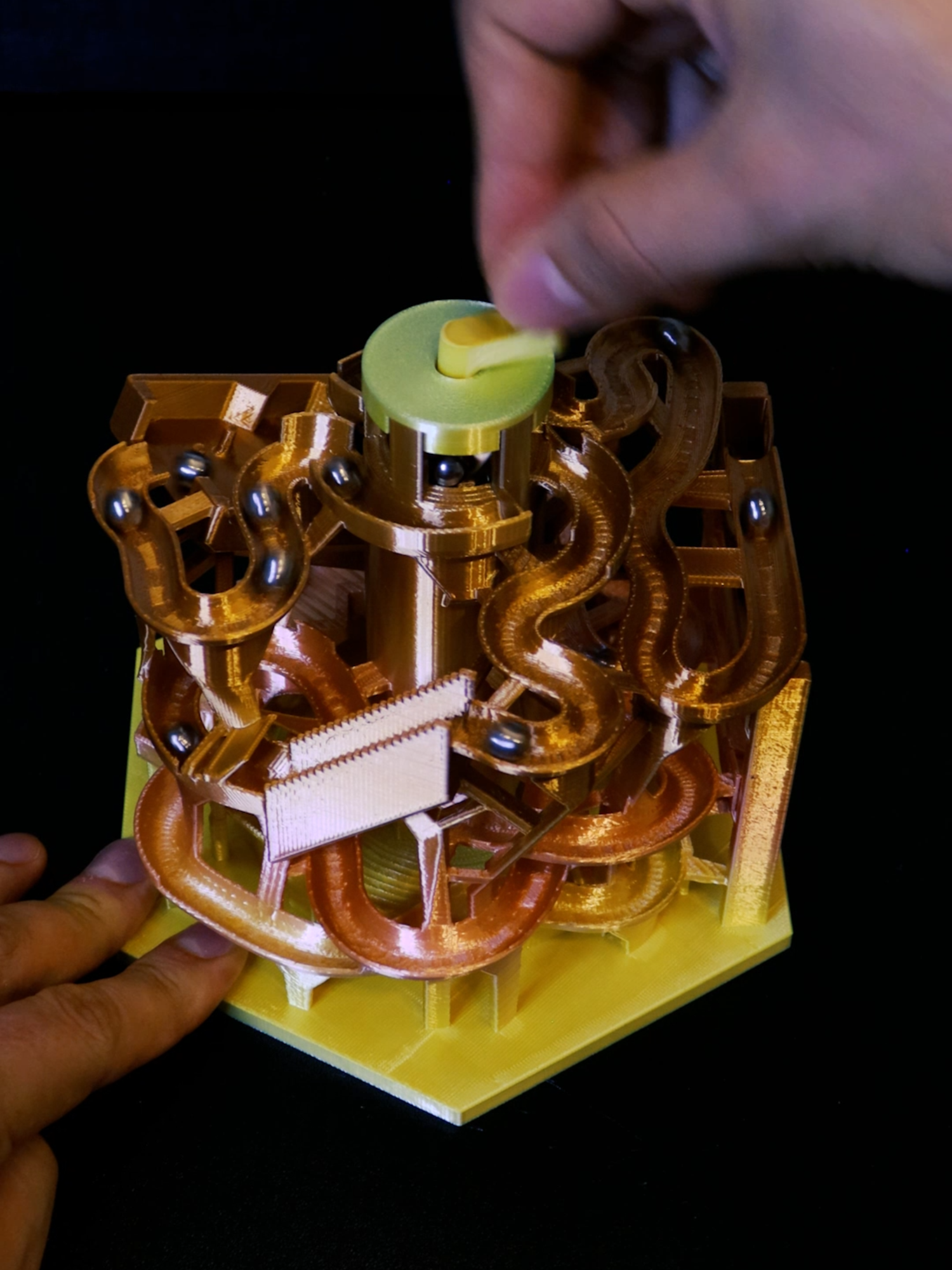 3D printed Marble Machine Printer: Bambu Lab A1 Filament: ePLA Silk Rainbow by @esun_3dprinting  STL file: Makerworld, Apex - Marble Machine #3dprinting #shorts #reels #satisfying #asmr #timelapse