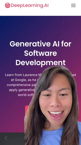 FREE course: learn how to use AI for coding. DeepLearning.AI released this free 15-hour course called Generative AI for Software Development. - how do I code with AI? - can AI build apps for me? - how do I use gen AI for software engineering? #ai #softwareengineer #githubcopilot #LearnOnTikTok #sabrinaramonov #softwaredeveloper #greenscreen 