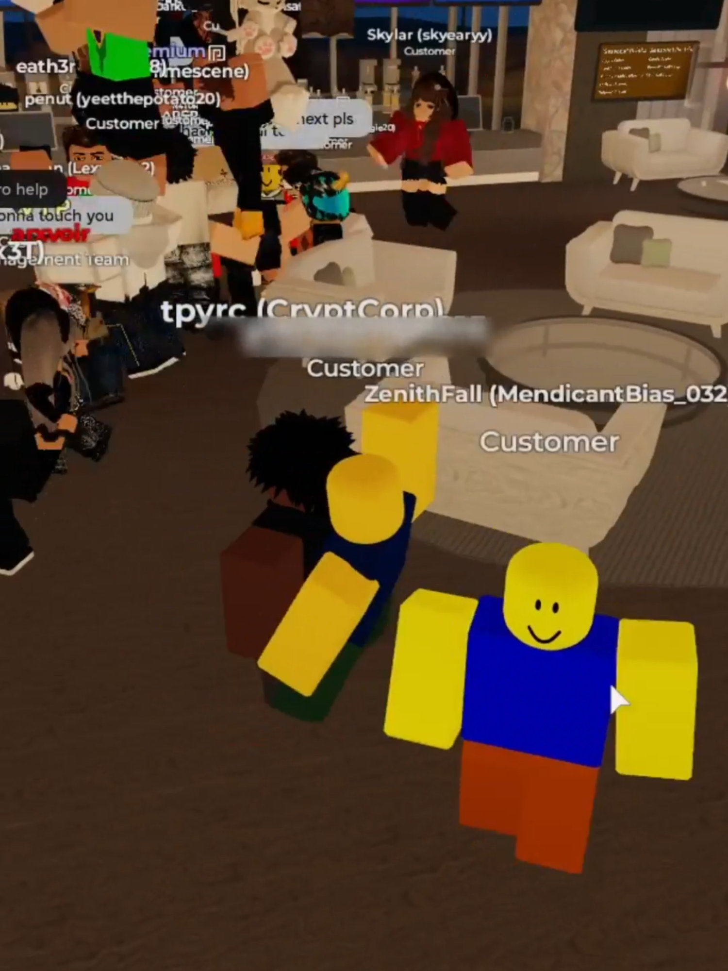 Wholesome Noob hugging a guy 😊😊😊😊😍😍😍😍😍 . . . . . . #roblox#meme#sarcasm#fyp