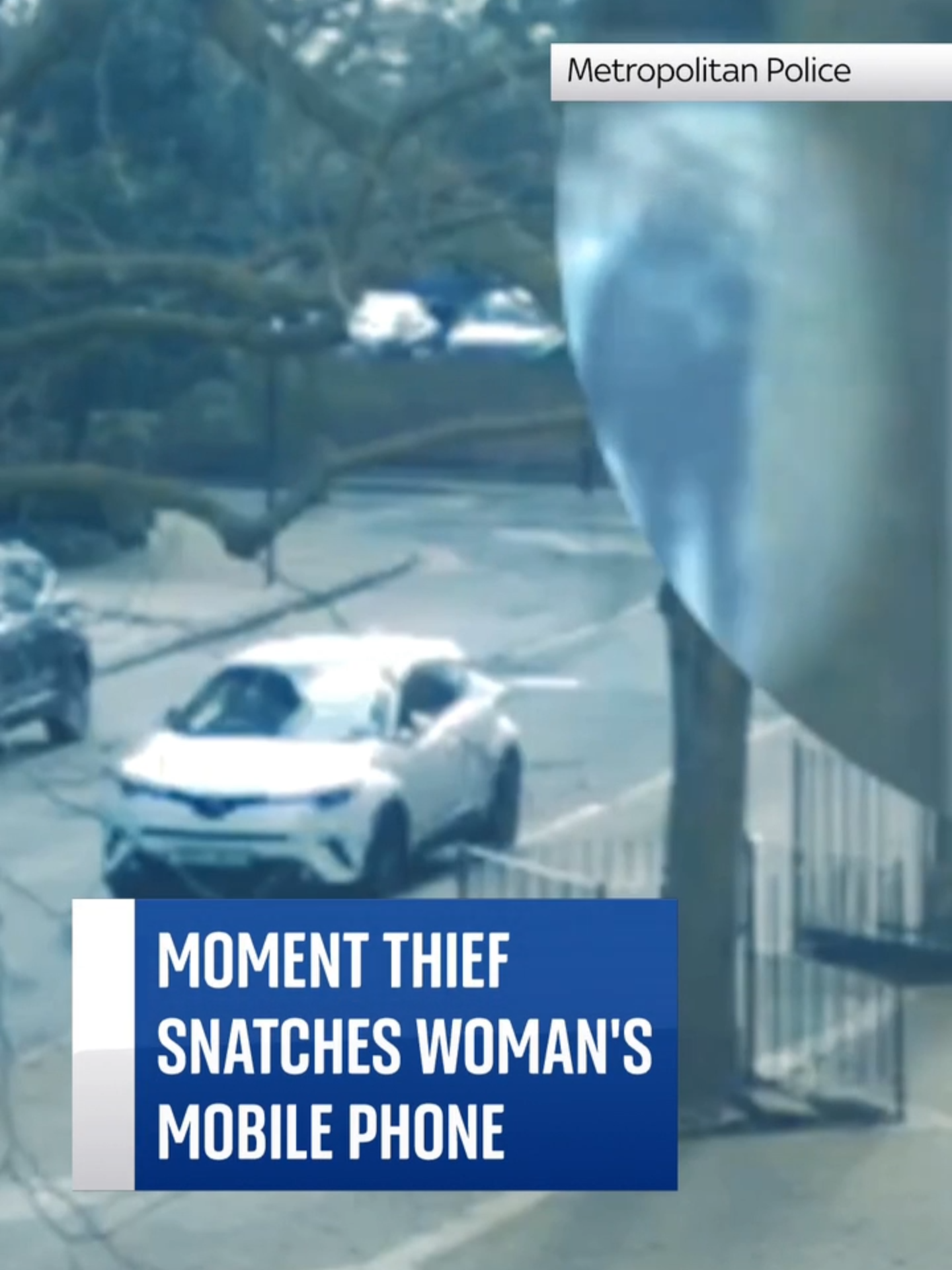 The moment a thief on a motorbike snatches a phone from a woman. In a post on X, the Met Police said that they were able to track the phone and arrest the culprit within hours. #skynews