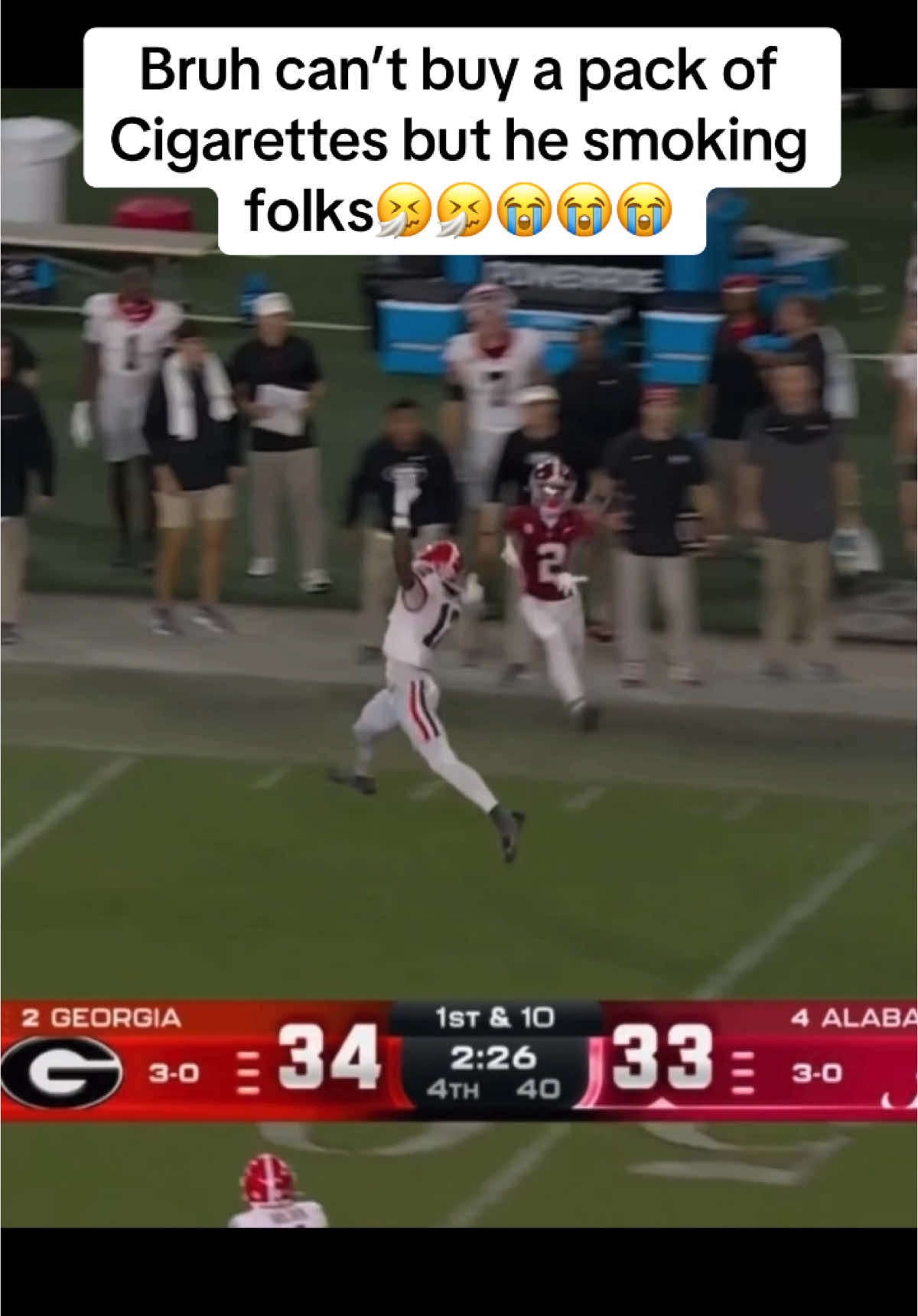 Song goes perfect with this play🔥🔥🔥🔥🔥🔥🔥🔥 #football #footballtiktok #thaddboii #ryanwilliams #rolltide #alabamafootball 