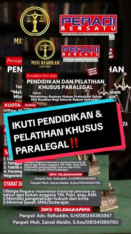 PENDIDIKAN DAN PELATIHAN KHUSUS PARALEGAL  Tema: 