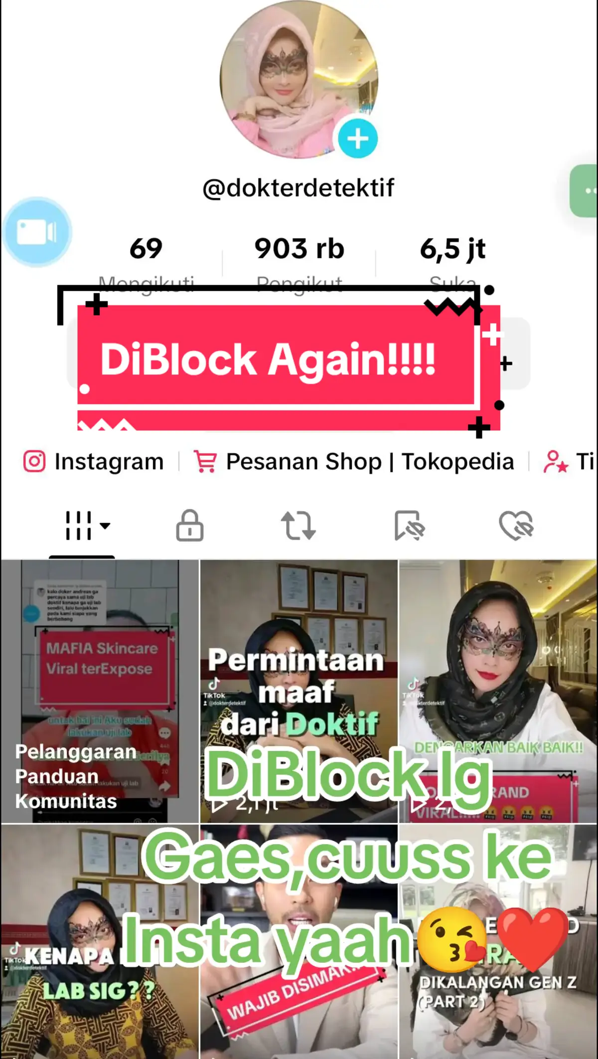 Berhubung di blok lagi,follow Instagram DokTif yah gaes biar ga ketinggalan Update terbaru😘❤️#dokterdetektif #skincare #fyp 