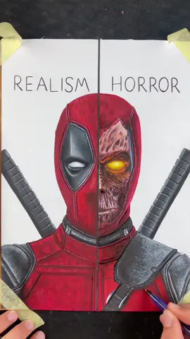 Replying to @Bari ke  BK ASMR Deadpool Horror Drawing #asmr #coloring  #coloredpencil #art 