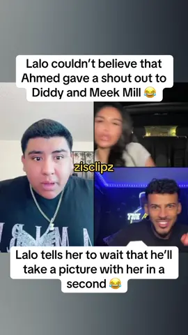 Lalo can’t believe that Ahmed gave a shout out to Diddy and Meek Mill 😂 lalo tells her to wait for a picture with him #lalo #ahmed #funny #picture #diddy #meekmill #diddyparty #shocked #suprised