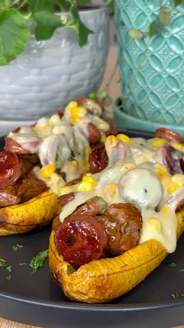 Canoas de plátano relleno #comida #food #recetas #videorecetas #viral 