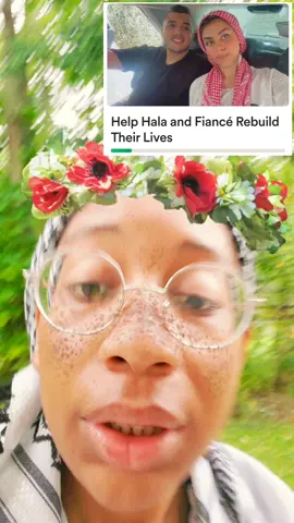 help Hala here: @🍉🇵🇸Hala Aloul🍉🇵🇸  ID: a young black woman wearing glasses, a keffiyeh, and a poppy flower crown speaking about how to help Hala. Her campaign is in the top right corner. At second 00:10, there is a photo of the engaged couple outside by trees. At second 00:14, another close-up photo of them. At 00:17, a photo of the interior of their destroyed home. At 00:22, a photo of the outside of the apartment building, destroyed. for the remainder of the video, the campaign is pictured in the corner again. #creatorsearchinsights #homeimprovement 