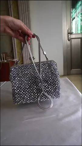 New color available: Half silver & half crystal | DIY tutorial.          How do you like this bag? #beadedbag #girlglowbag #beads #DIY #tutorial #handmade#beadedbagtutorial #handmadebagtutorial #asmr #asmrsounds #asmrsoundsdaily #silverjewelry #crystalbag 
