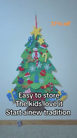 Kids love this diy felt christmas tree! Hang it on a wall or door. Reuse it year after year. Start a new christmas tradition with your kids or grandkids #christmasshopping #feltchristmastree #christmastreedecorating #grandkidsgift #giftsforkids #blackfriday2024 #tiktokdeals 