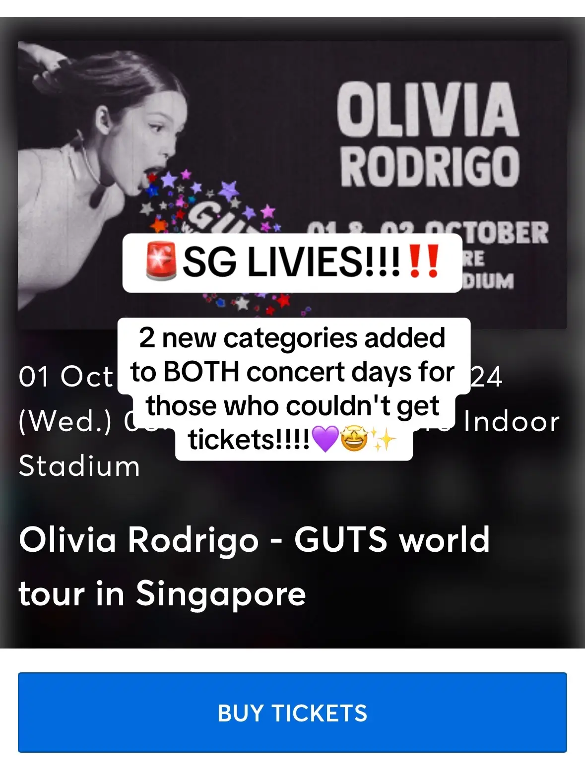 not sure if i wanna spend $148 to see the back of her head the whole time tho but FOR THE DIE HARD FANS last chance😭💜 #concert #oliviarodrigo #gutsworldtour #fyp #fyoage 