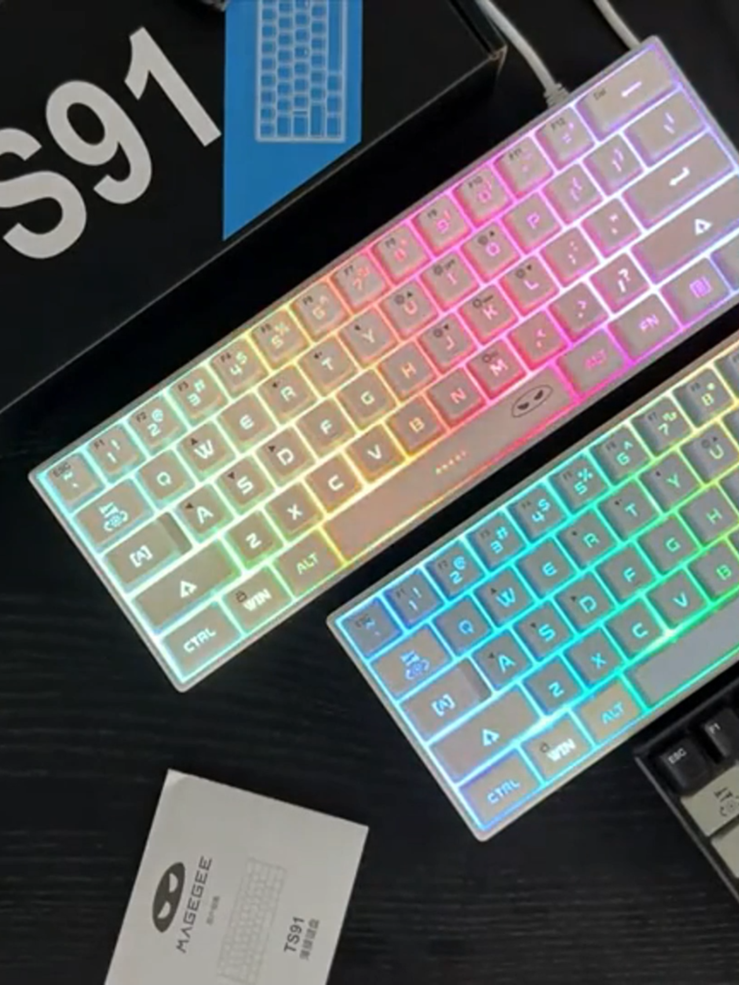 RGB Backlight Wired Mini Teclado Gaming, Ultra Compacto, Impermeável, Pequeno Compacto, 61 Teclas, Fit para PC, Mac Gamers, 60% #tecnologia