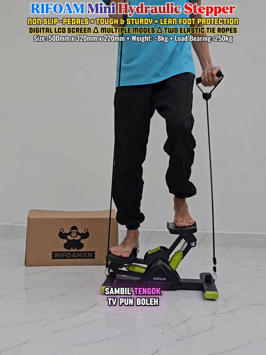 Dengan RIFOAMXN Hydraulic Exercise Stepper ni, korang boleh senaman di rumah pada bila-bila masa sahaja @rifoam  #stepperhidrolik #senamankaki #senamandirumah #steppermini #hydraulicstepper #exercisestepper #stepper #rifoamxn #wansportfitness 