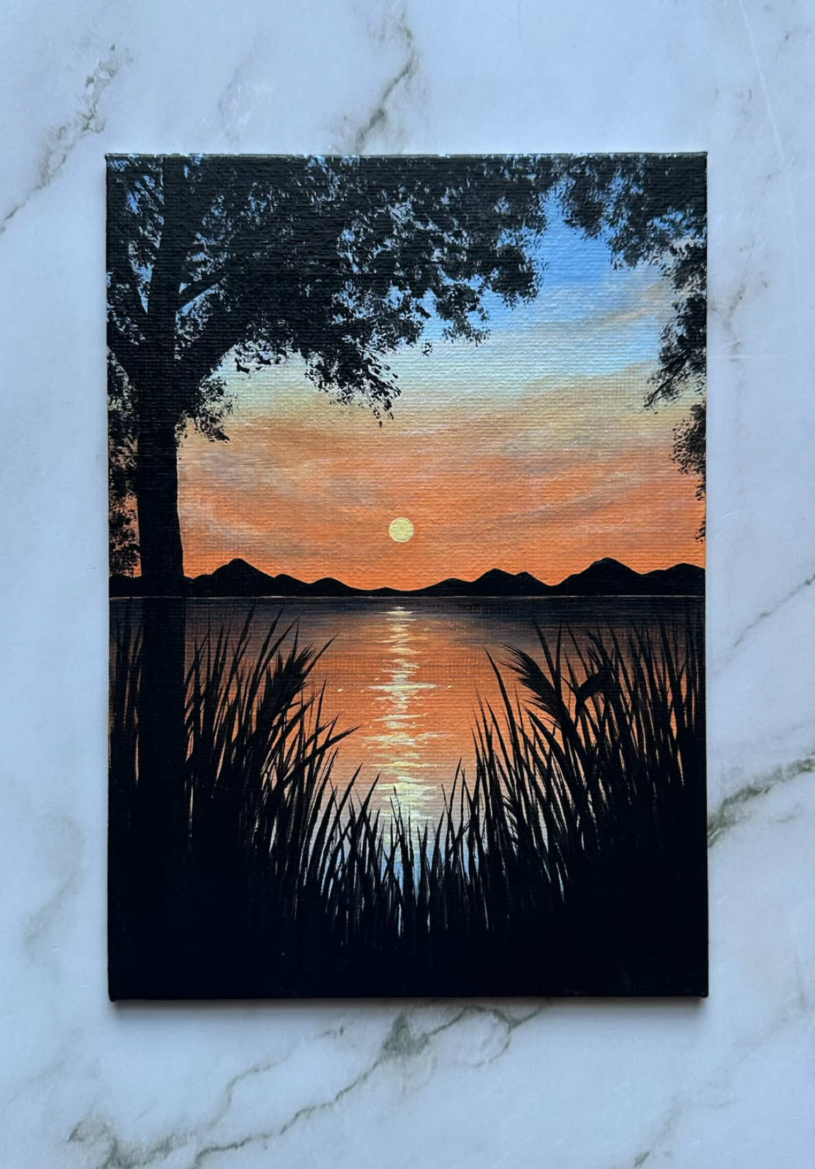 aesthetic fall sunset ☁️🧡🌾 #art #painting #aesthetic #arttok #fypシ 