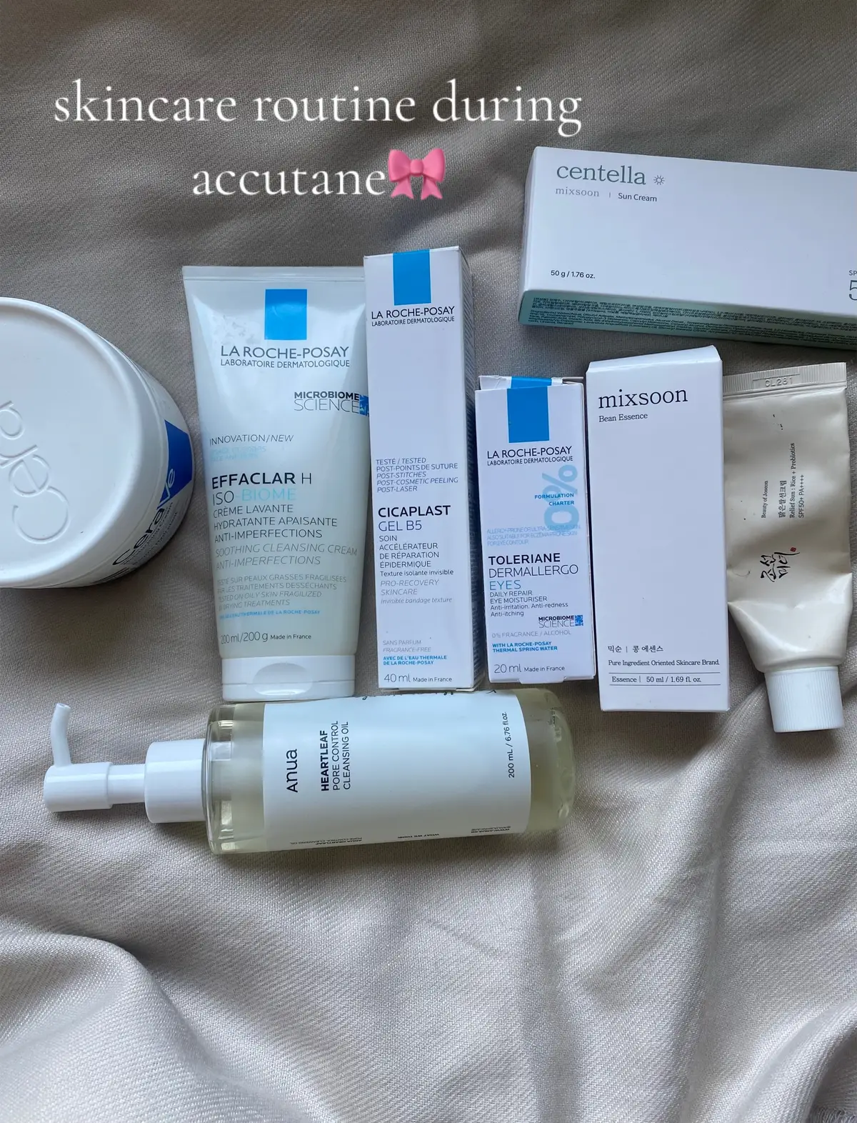 Someone asked for a skincare routine during accutane so here you go🎀💕  @CeraVe @anua_global @La Roche-Posay @mixsoon_official @Beauty of Joseon  #fyp#foryoupagе #viraltiktok #accutane #isotretinoin #viraltiktok #skincare 