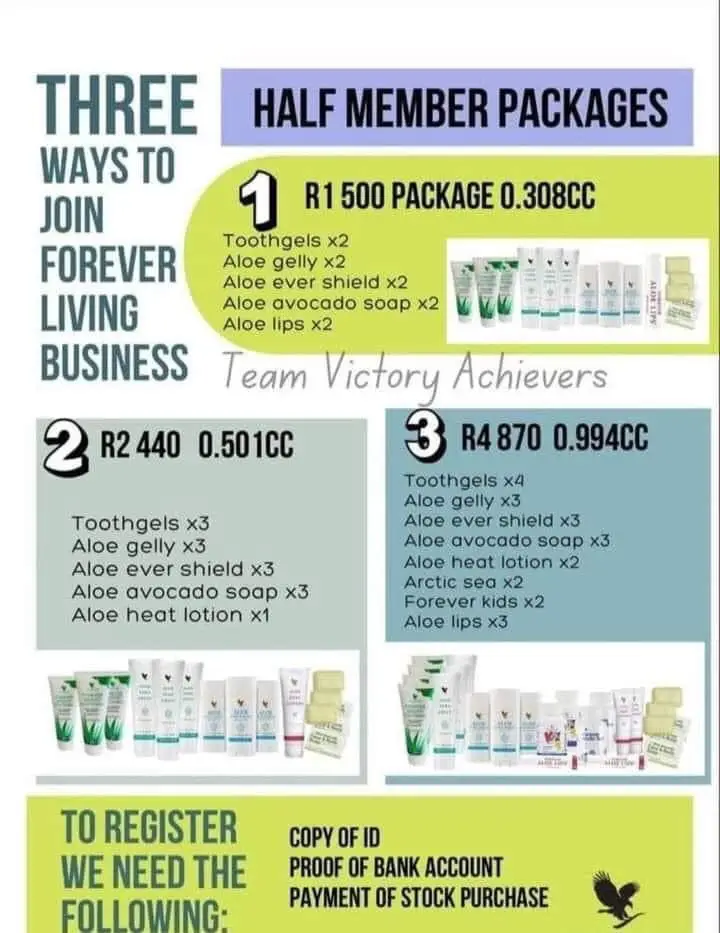 You can join the business starting with these packages but you will be on 5% off when you buy the products unlike xa uqale nge box yodumo which is worth R6,825. Uye ufumane u30% off 🥳✅.  Yiza ndikucacisele banzi (0633577222) .