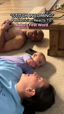 Hearing your baby speak their first word is such an exciting milestone! Frequent speaking with your baby and even reading books together is a great way to progress their speech as they grow.  Video Credit: @aviesmomma3 (TikTok)  #babysfirstword #parentingtips #pediatricianreacts 