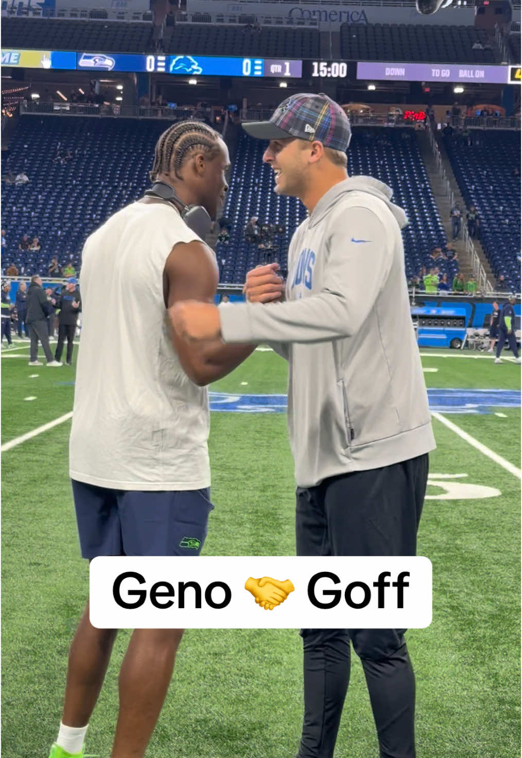 Two of the best stories in the #NFL face off on #MNF 🙌 8:15 PM ET on ABC/ESPN+ #nfl #football #seahawks #lions #genosmith #jaredgoff 