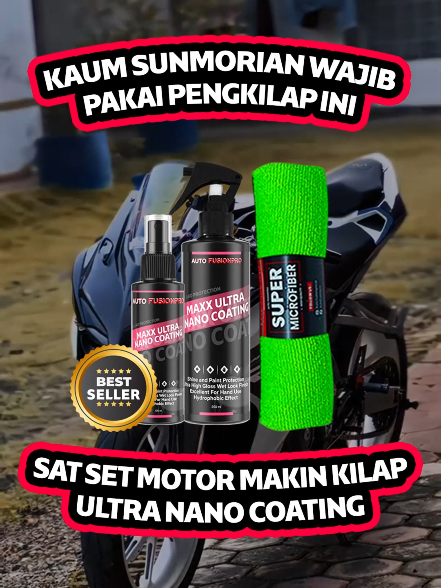 Kaum sunmorian wajib banget punya produk ini, anti ribet bikin kilap motor ketika sunmorian #ultrananocoating #pengkilapbodymotor #cbr250rr #cbr150r #sunmori