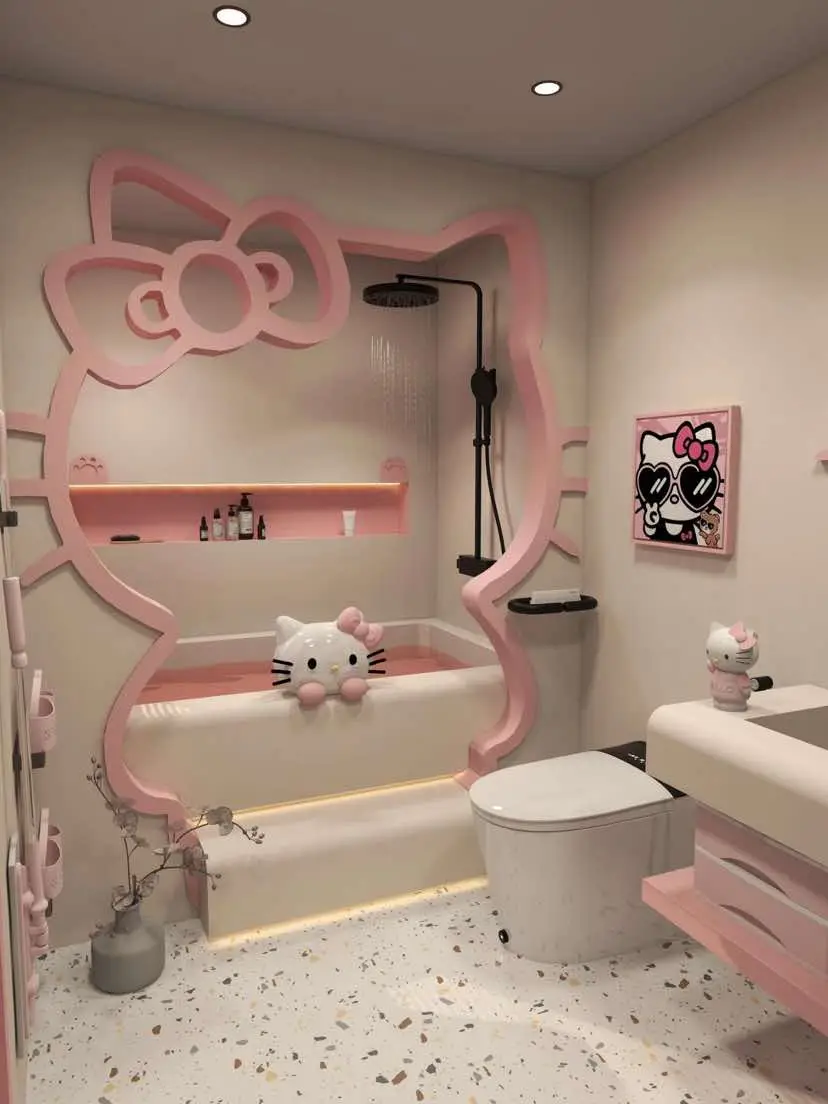 🎀🛁#hellokitty #hellokittylover #sanrio #bathroom #room #pink #bathroomdecor 