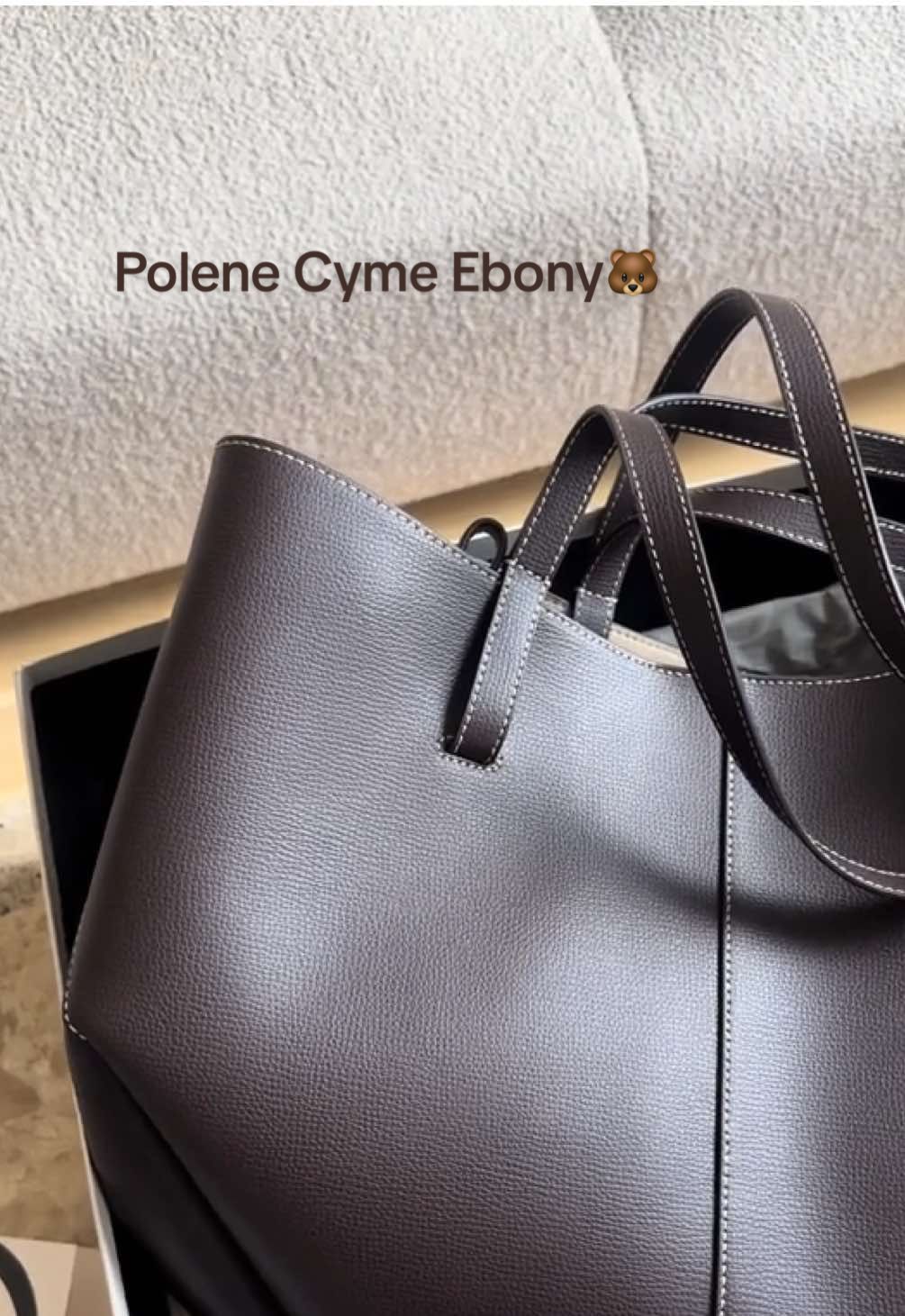 The new Polene Cyme Ebony just came in my door🥺 she’s so pretty, just the color i dreamed of🐻 #polene #cymebag #unboxing #ebony 