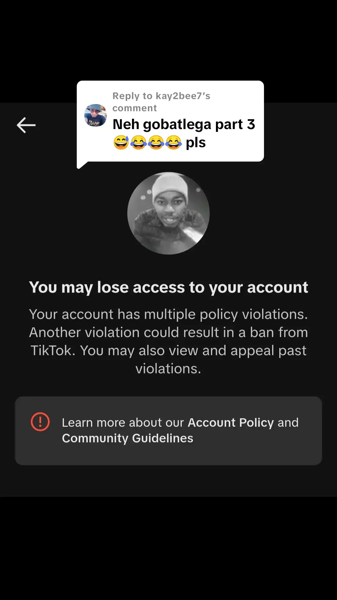 Replying to @kay2bee7 So part 2 almost deleted, I did appeal for it and they did restore it...So for Part 3 it's a No go 🙅🙅#creatorsearchinsights #SAMA28 #southafricatiktok #greenscreen 