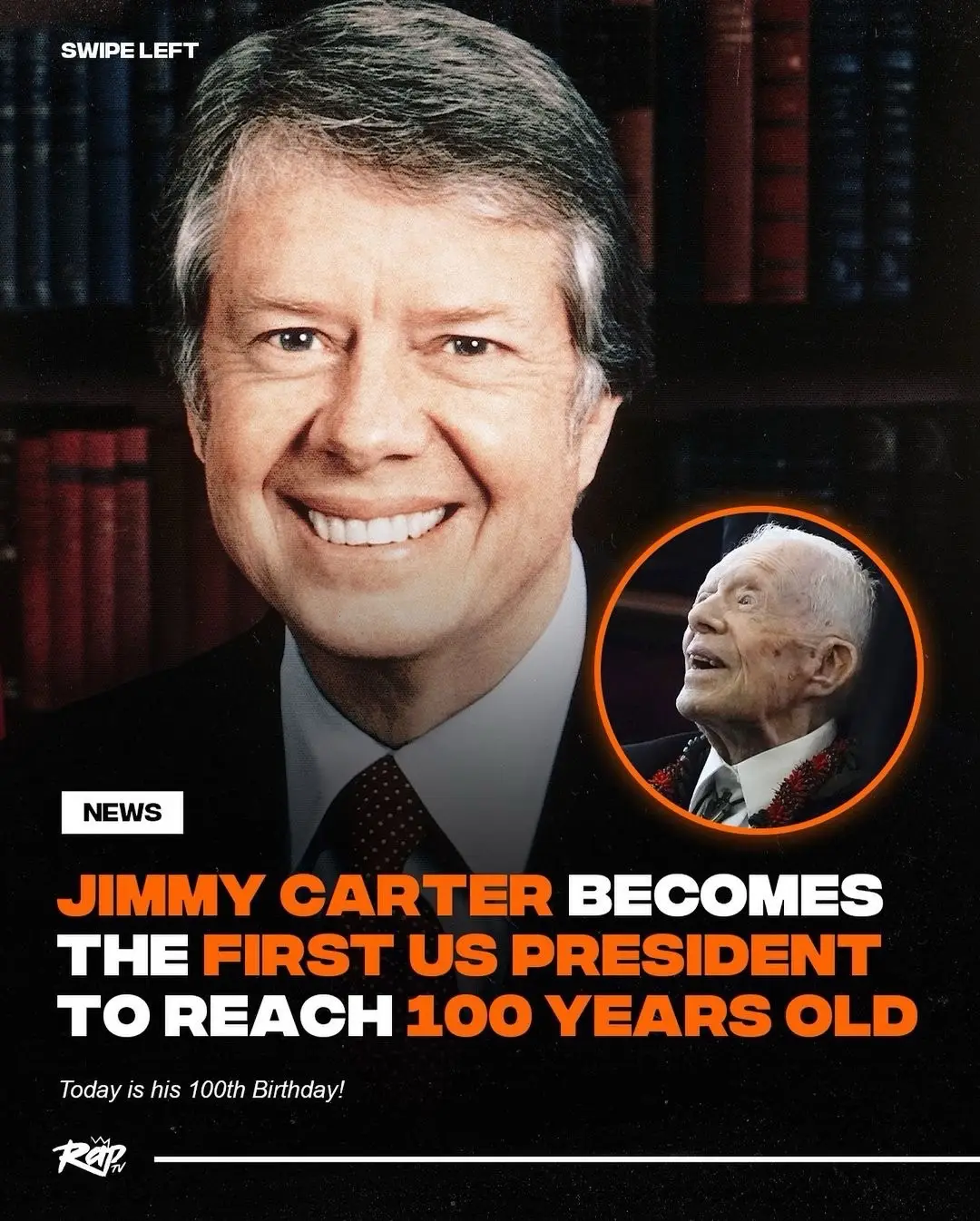 Happy birthday to #JimmyCarter ‼️🎉 He is the first US president to reach 100 years of age 🙏 #RapTV 