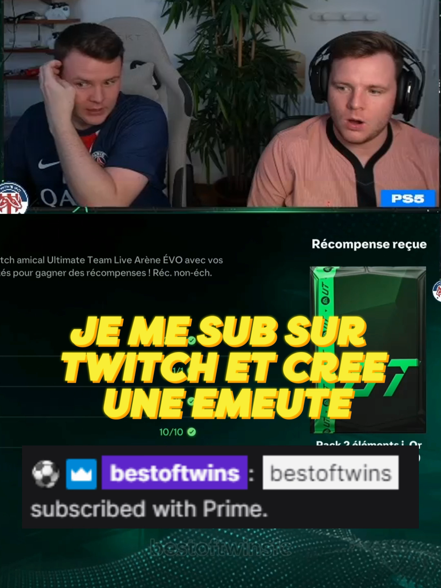 Je fais mon entrée sur le stream et crée une émeute ! Merci à Liam, Vincent et aux frerots du chat pour l'accueil ♥ #eafc25 #fc25 #fc25ultimateteam #fifa25 #fut25 #twinsfifa