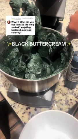 Replying to @Missy | Her Healing Era ✨ heres how to achieve black buttercream 😍🖤🎂. . . . #buttercream #buttercreamrecipe #buttercreamcakes #buttercreamfrosting #icing #blackbuttercream #blackicing #baker #icingtips #icinghacks #microwave #microwavebuttercream #microwavemethod #cakedecorating #cake #cakeart #caketok #cakedecorator #cakedecorator #baker #bakersoftiktok #bakery #mom #sahm #mom #MomsofTikTok #momtok #toddler #boymom #boymama #cakehack #caketips 