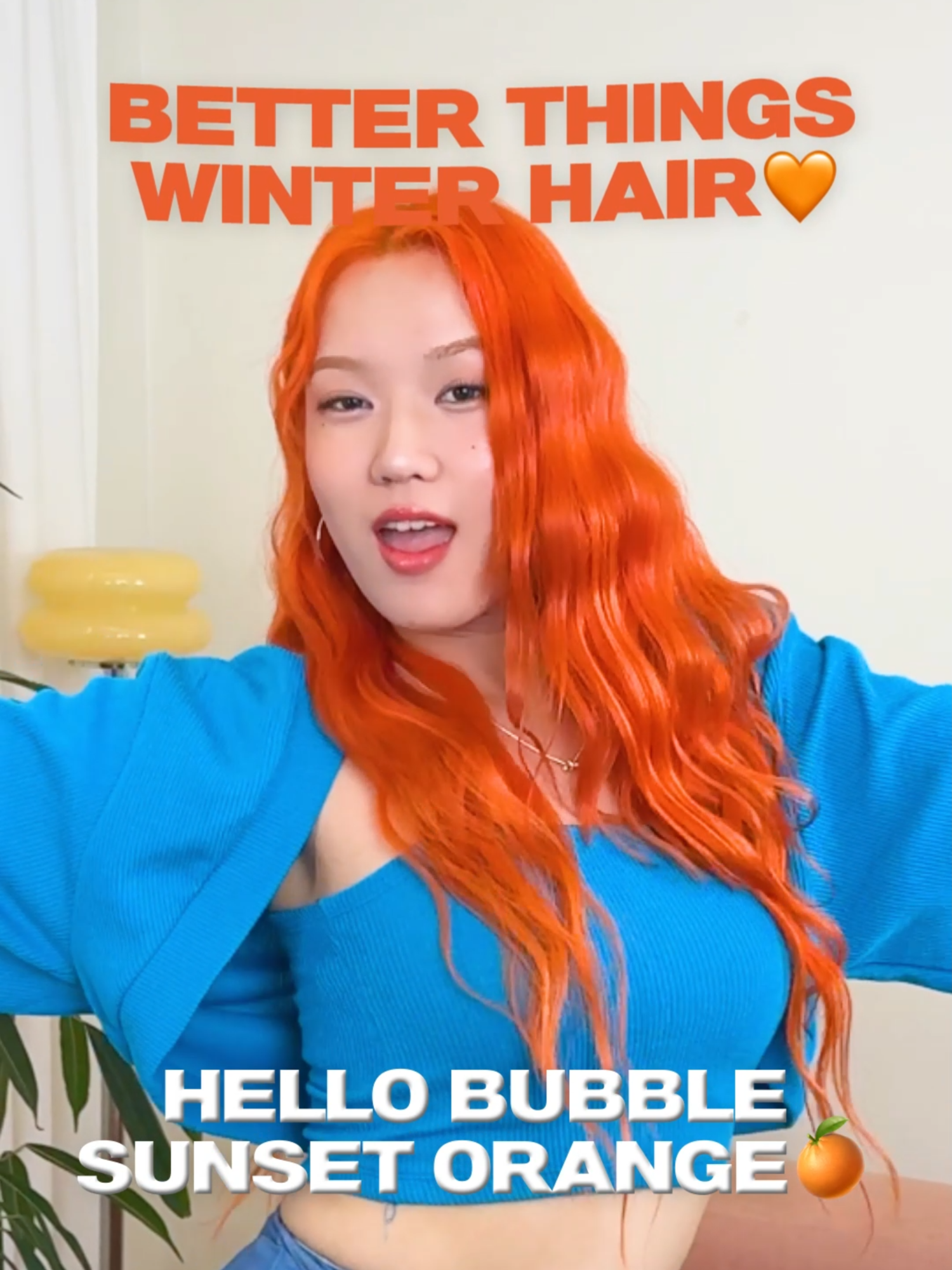 Winter's iconic orange hair 🍊 perfectly matched at #BetterThings can made easy with Hello Bubble! ✨ . press like if you are the one comment winter's favorite hair color~ . press likes if you love winter's orange hair🍊 #Winter #HelloBubble #miseenscene #미쟝센 #헬로버블 #선셋오렌지 #sunsetorange #HairGoals #SelfCare#selfhairstyle #selfhairdye #HairTransformation #hairtrend #trend #aespa #aespawinter