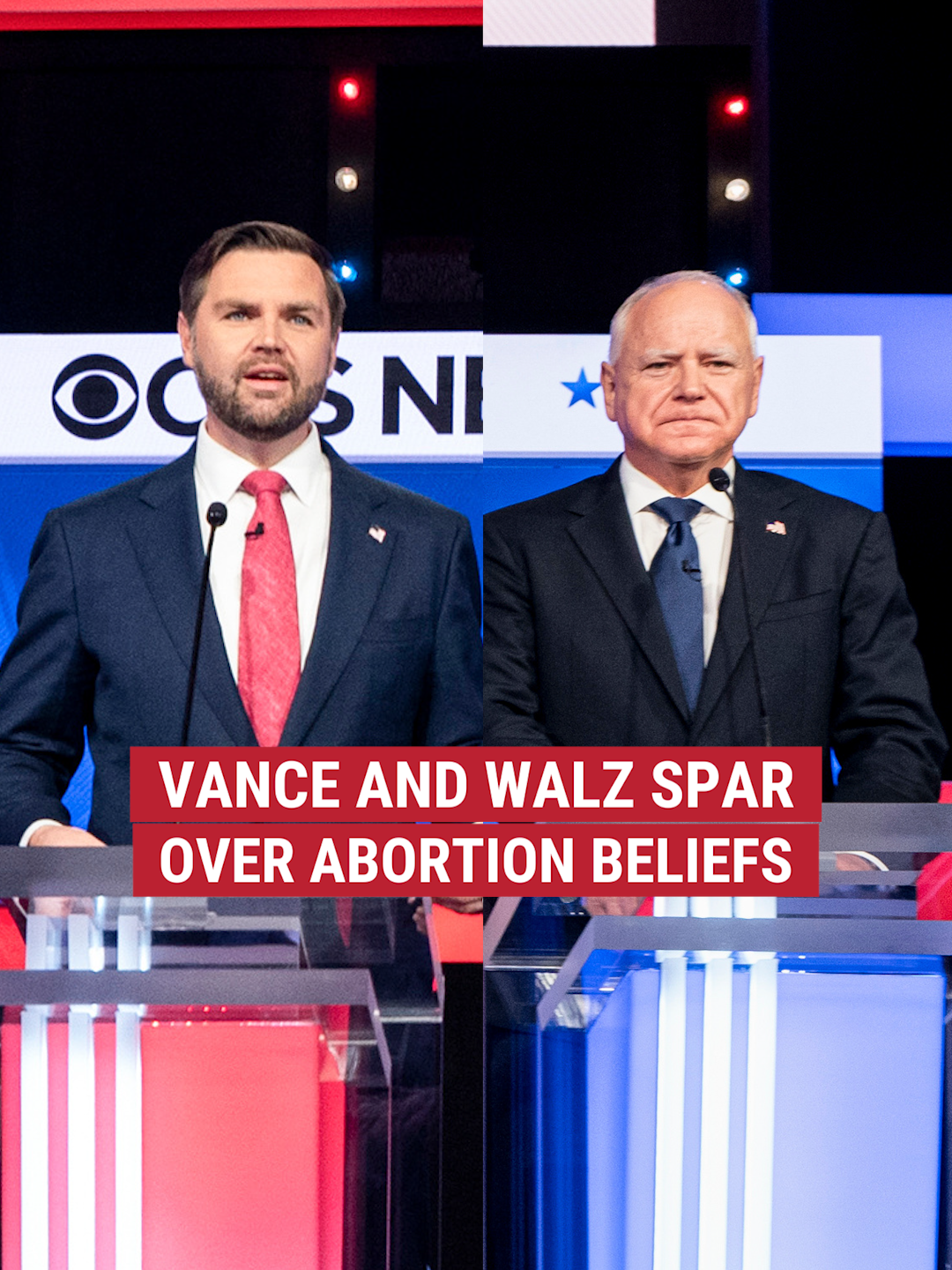 JD Vance and Tim Walz spar over abortion beliefs at the CBS News Vice Presidential Debate.