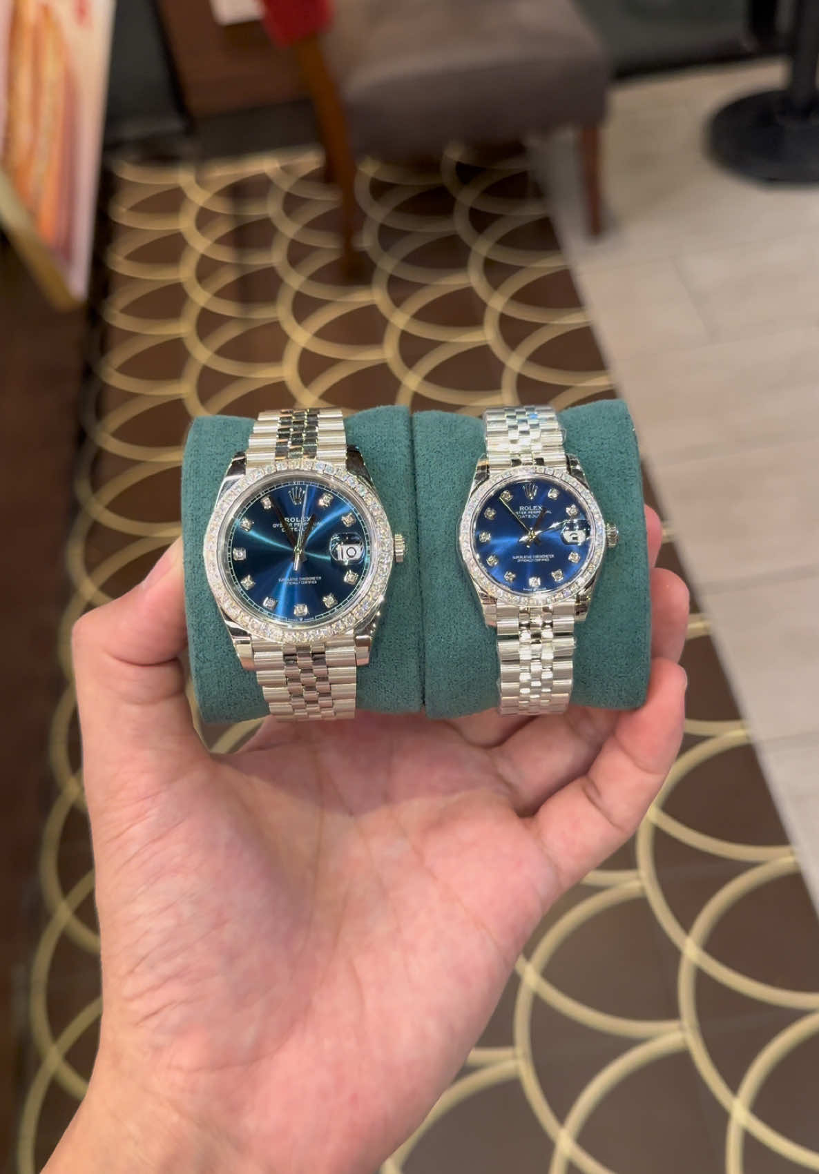 Cặp RL DATEJUST xanh blu lên tay quá đẹp và sang 🥰 Mời anh chii em tiktok trải nghiệm ⌚️#dongho #fyp #Rolex #xuhuong2024 