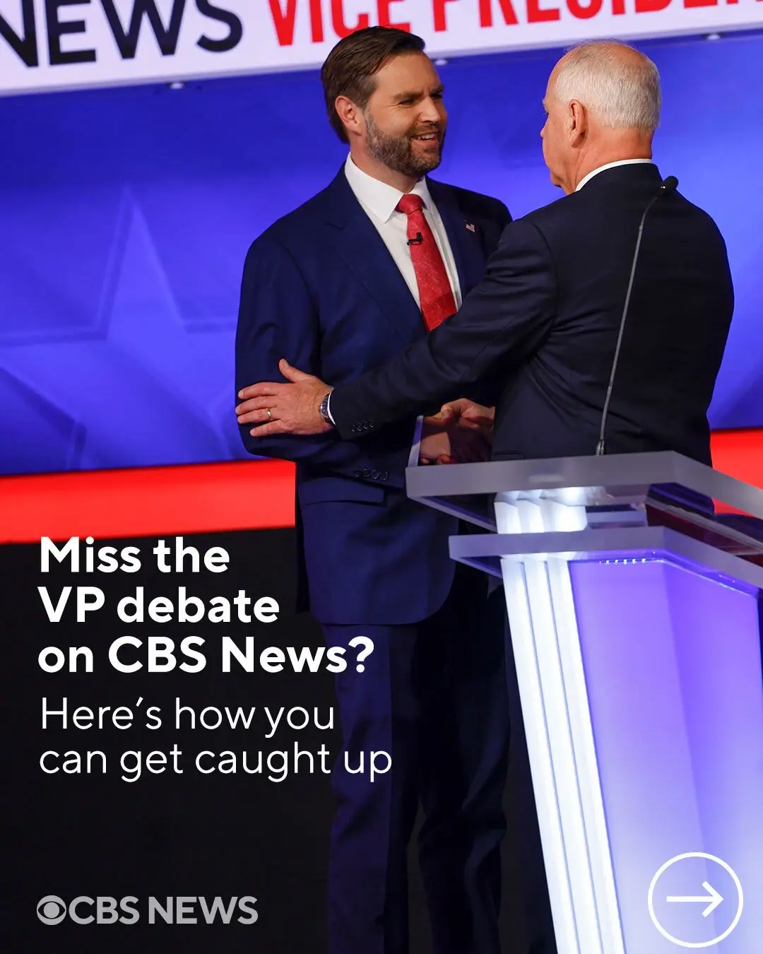 Miss the JD Vance-Tim Walz showdown last night on CBS News? We got you covered. Here are the links you need to get caught up on the vice presidential debate. #vpdebate2024 #vpdebate #timwalz #jdvance 