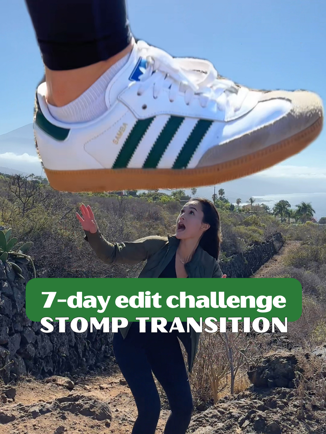 7-day edit challenge: TRAVEL NICHE This is the stomp transition! Film at 2 different locations for maximum impact! Don't forget to tag me in the videos you create! If you want a copy of my HOOKED ebook on how to create viral, bingeable content, you can download it for FREE in the link on my bio!! #travel #traveledit #videotutorial #videoediting #editing101 #videoedit #capcuttutorial #tutorialvideo