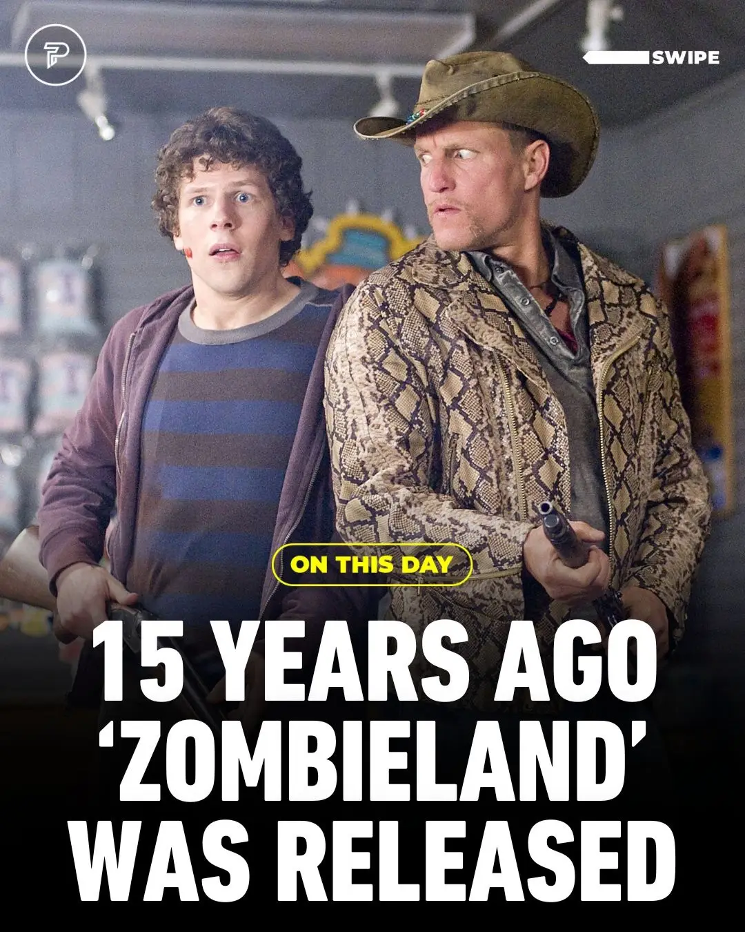 Swipe ⬅️ 25 years ago, Zombieland hit theaters, blending horror with humor in a post-apocalyptic world 🧟‍♀️💀 #RoadTo20Million #Pubity 