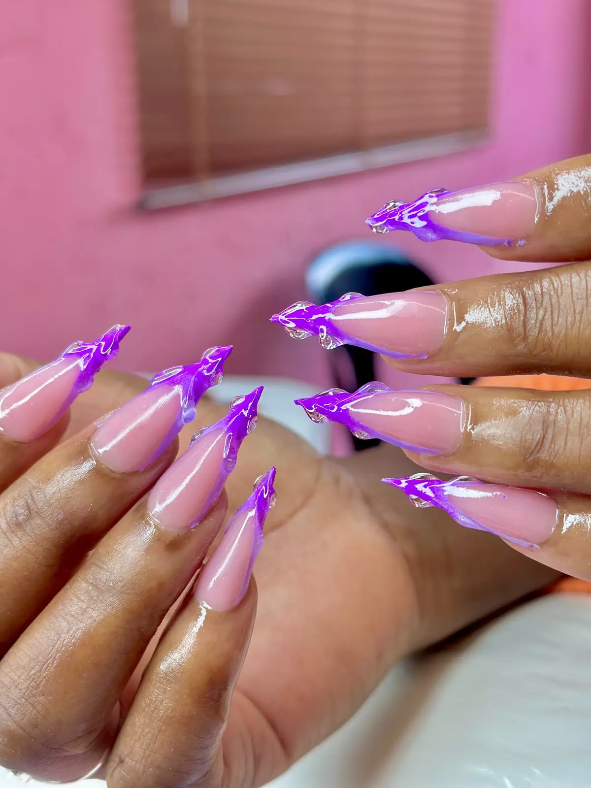 To all my stiletto nail shaped baddies❤️#viral #fyp #stainedbyjenn #viraltiktok #trendingnails #2024nails #stilettonails trending stilettos #mdnails 